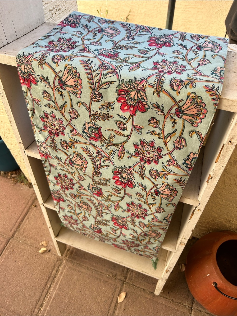 Threshold Floral Table Runner in Aqua and Pink